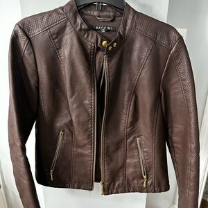 97. Baccini Dark Brown Leather Jacket